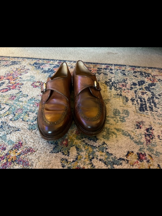 Gucci. Men's Brown Leather Monk Strap Dress Shoes - Picture 3 of 5